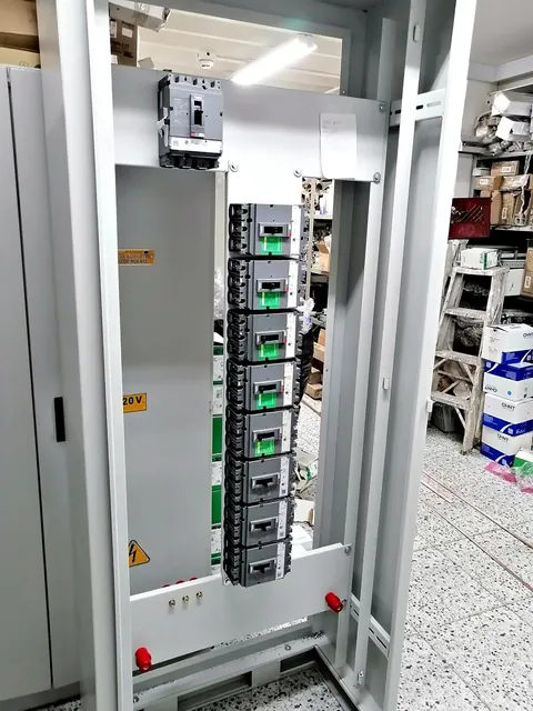 Tablero autosoportado de baja tensión armado en taller.